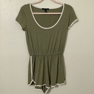 Forever 21 Olive Green Lightweight Slouchy Stretch Romper Small